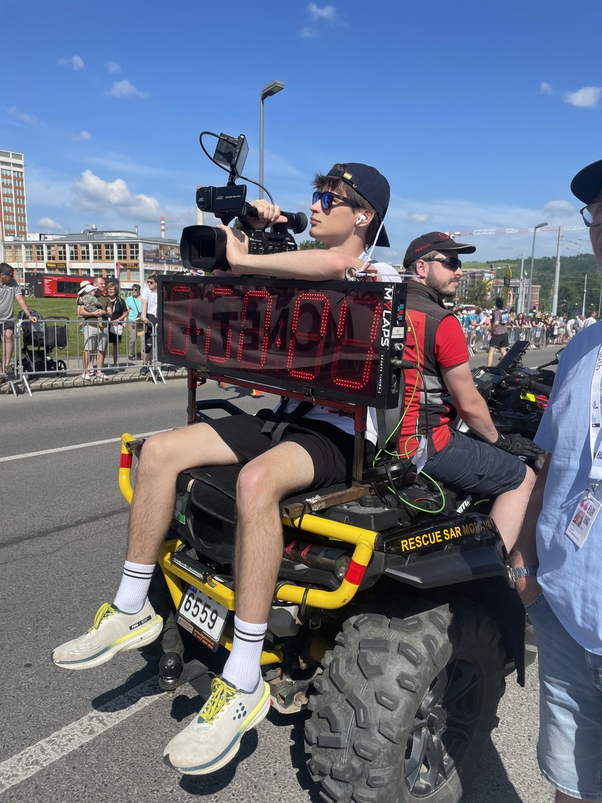 Max Jandora filming from a quad bike at Zlín Film Festival
